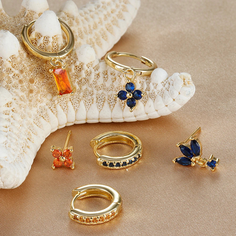 ✨ Lot de 3 boucles d’oreilles pendantes – Zircons et acier inoxydable✨