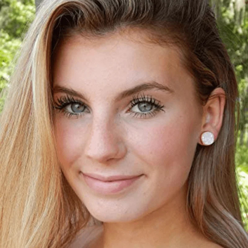 ✨Boucles d’oreilles plaquées or avec pierre druzy artificielle – Acier inoxydable✨