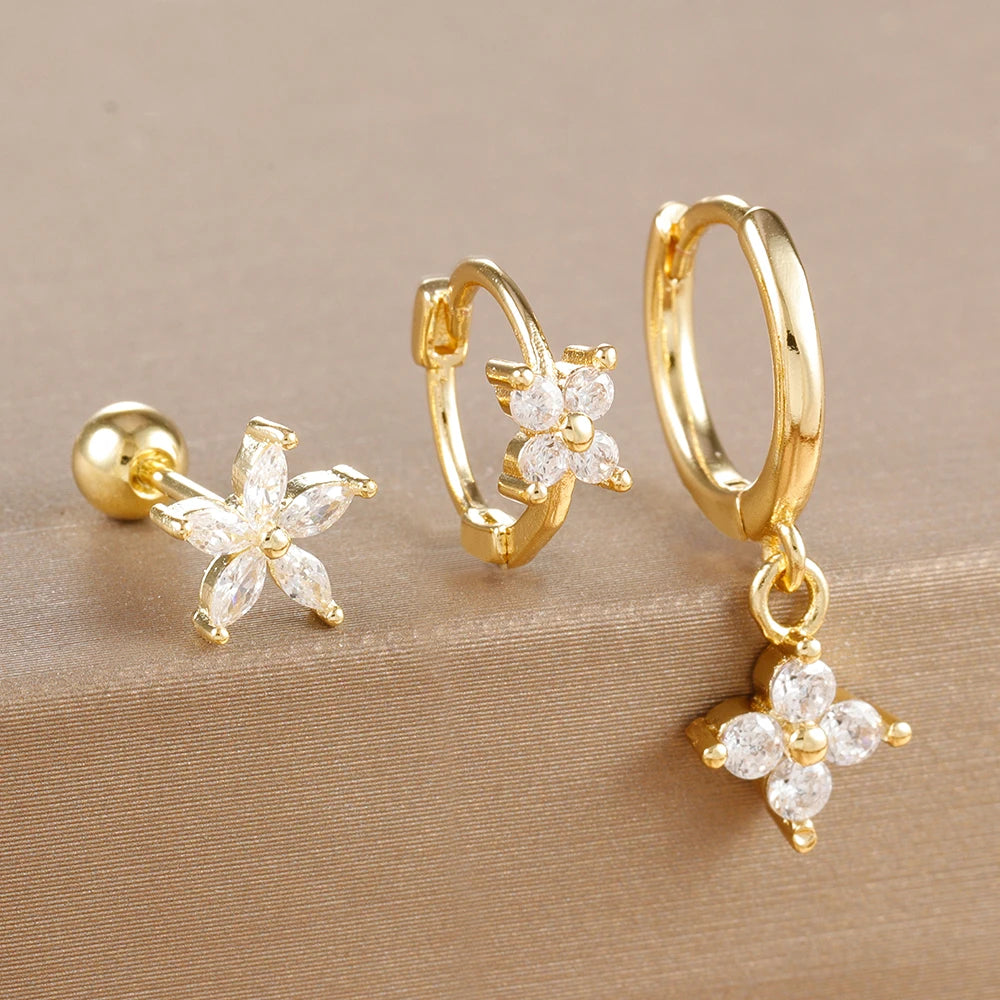 ✨ Boucles d’oreilles percées en acier inoxydable-zircon coloré✨