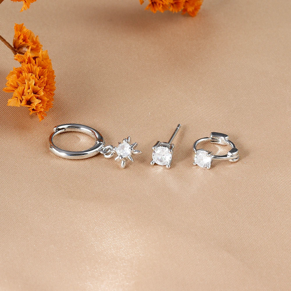 Set de 3 boucles d’oreilles étoile – Acier inoxydable plaqué or 18K