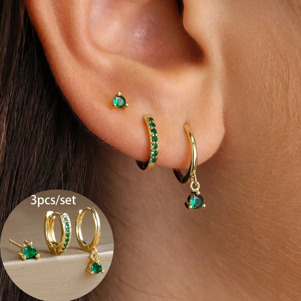 ✨3 paires de boucles d’oreilles pendantes – Acier inoxydable plaqué or 18K✨