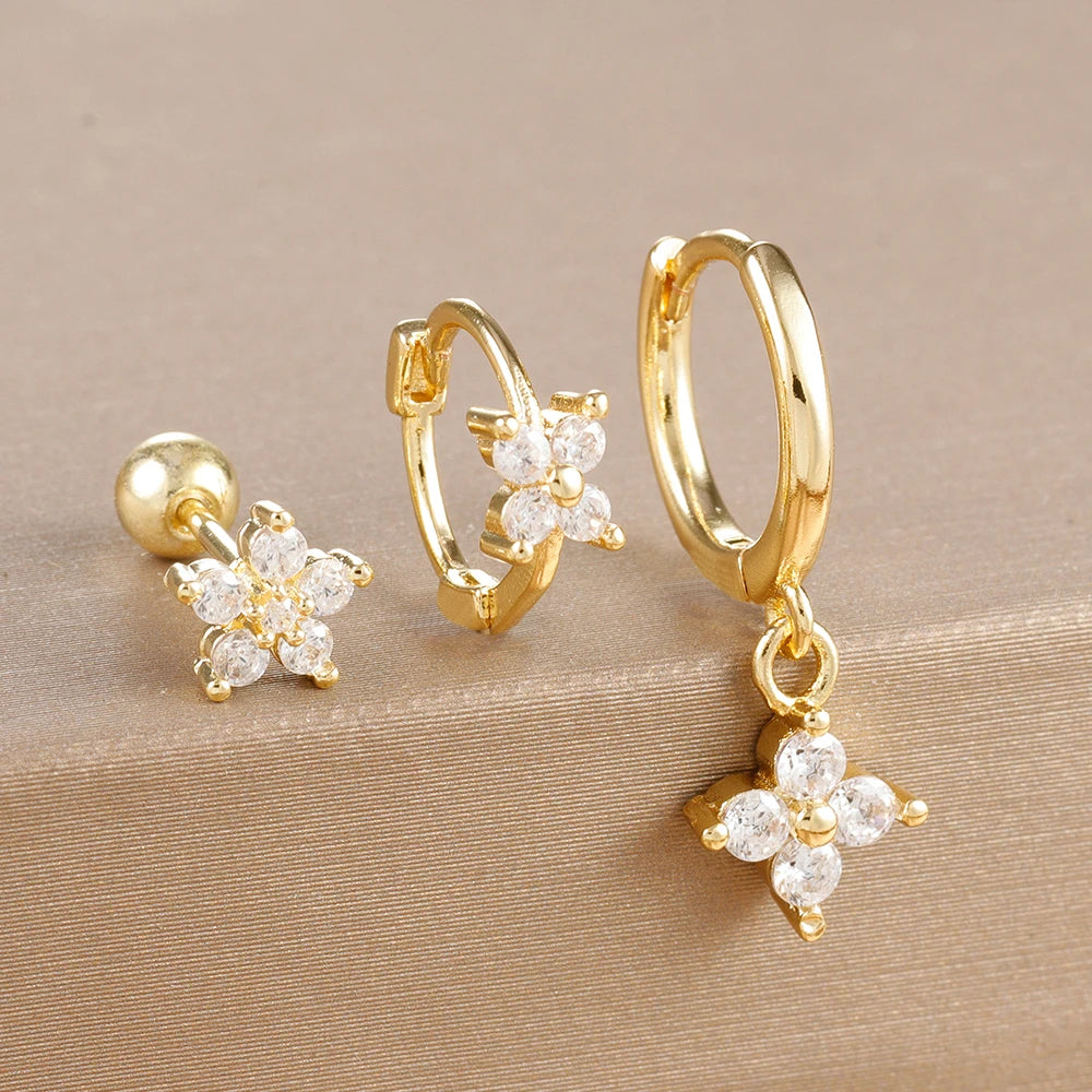 ✨ Boucles d’oreilles percées en acier inoxydable-zircon coloré✨