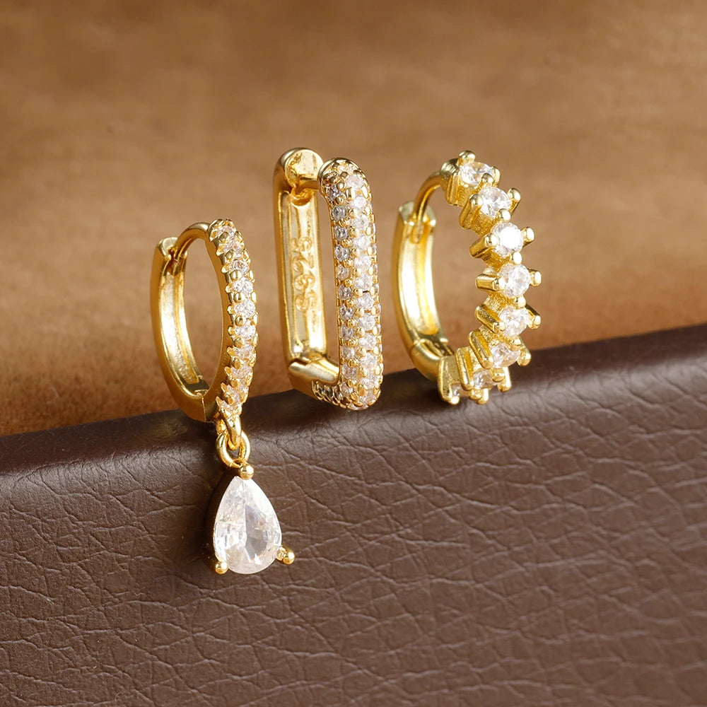 ✨ Boucles d’oreilles percées en acier inoxydable-zircon coloré✨