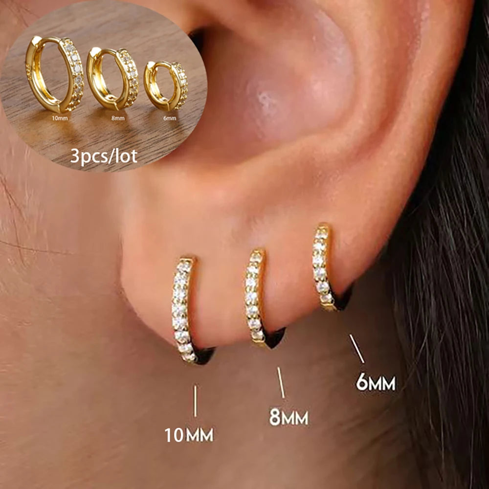 ✨3 paires de boucles d’oreilles pendantes – Acier inoxydable plaqué or 18K✨