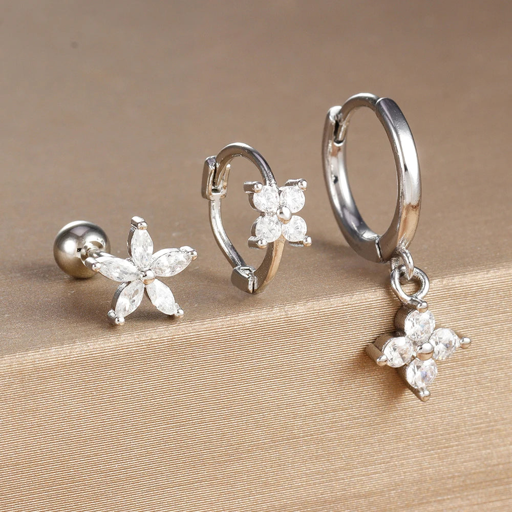 ✨ Boucles d’oreilles percées en acier inoxydable-zircon coloré✨