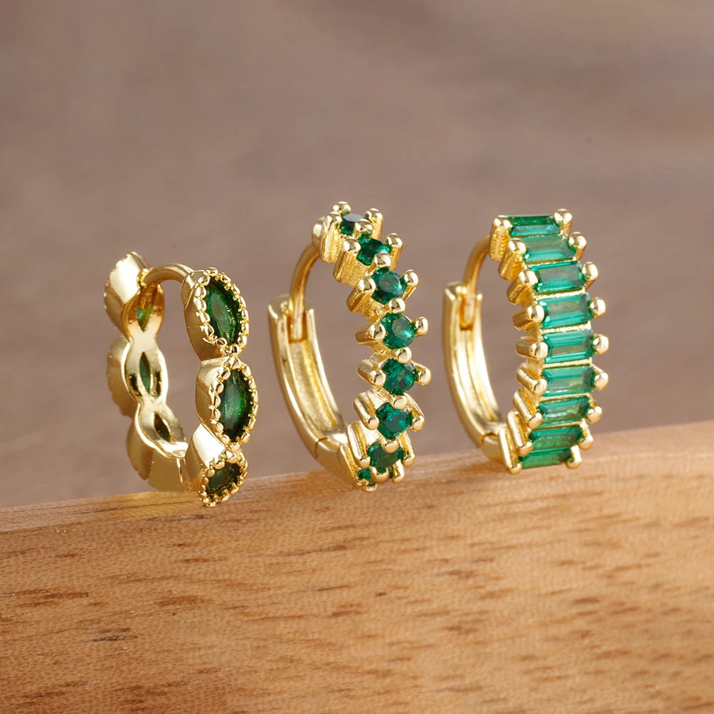 ✨ Lot de 3 boucles d’oreilles en acier inoxydable – Zircon ✨