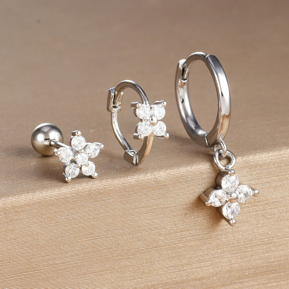 ✨ Boucles d’oreilles percées en acier inoxydable-zircon coloré✨