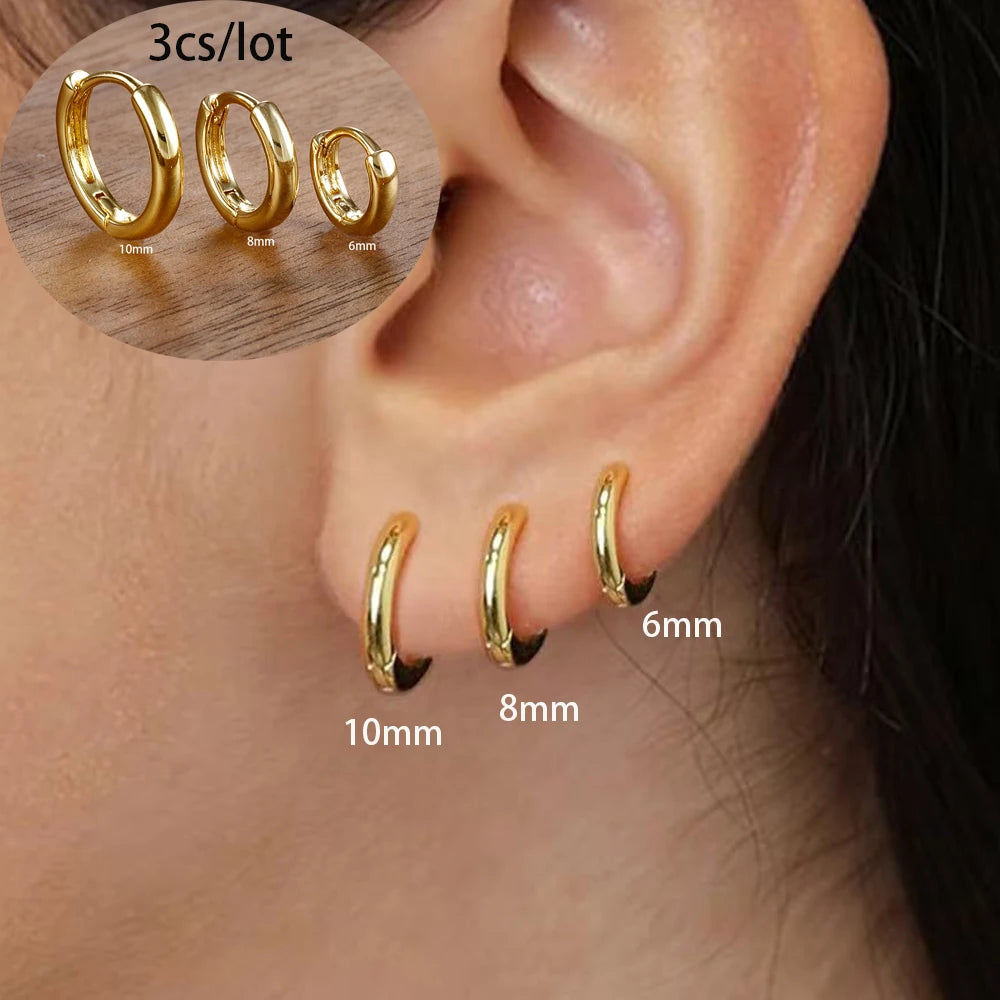 ✨3 paires de boucles d’oreilles pendantes – Acier inoxydable plaqué or 18K✨