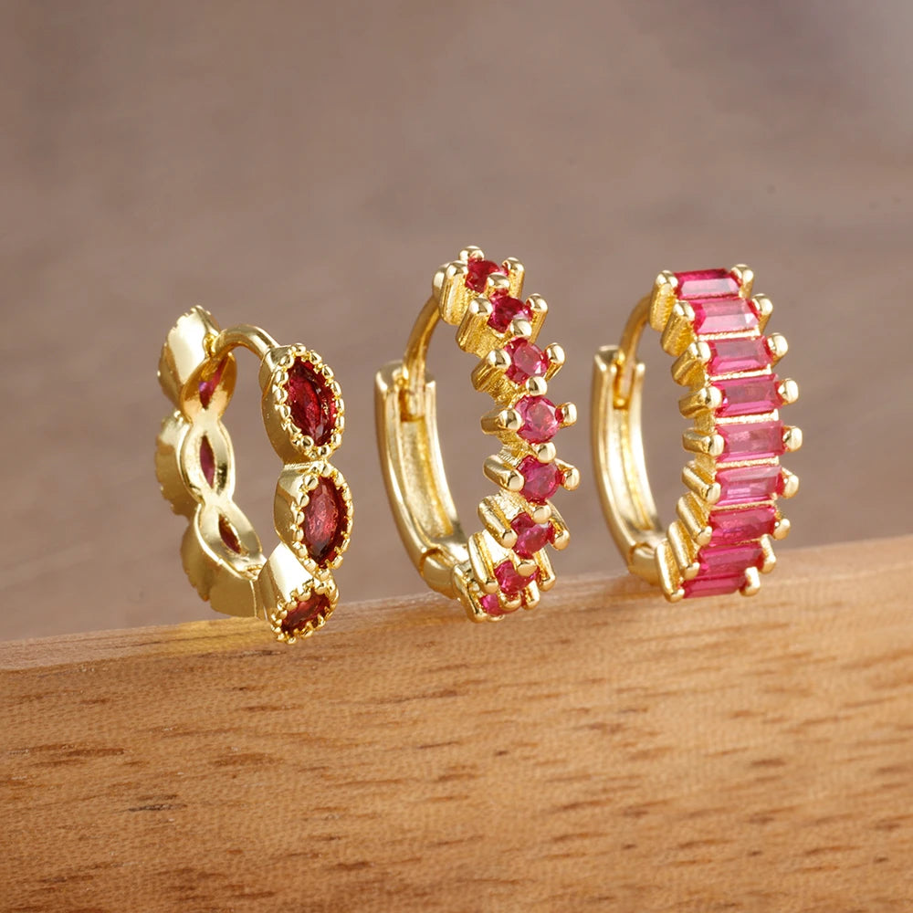 ✨ Lot de 3 boucles d’oreilles en acier inoxydable – Zircon ✨