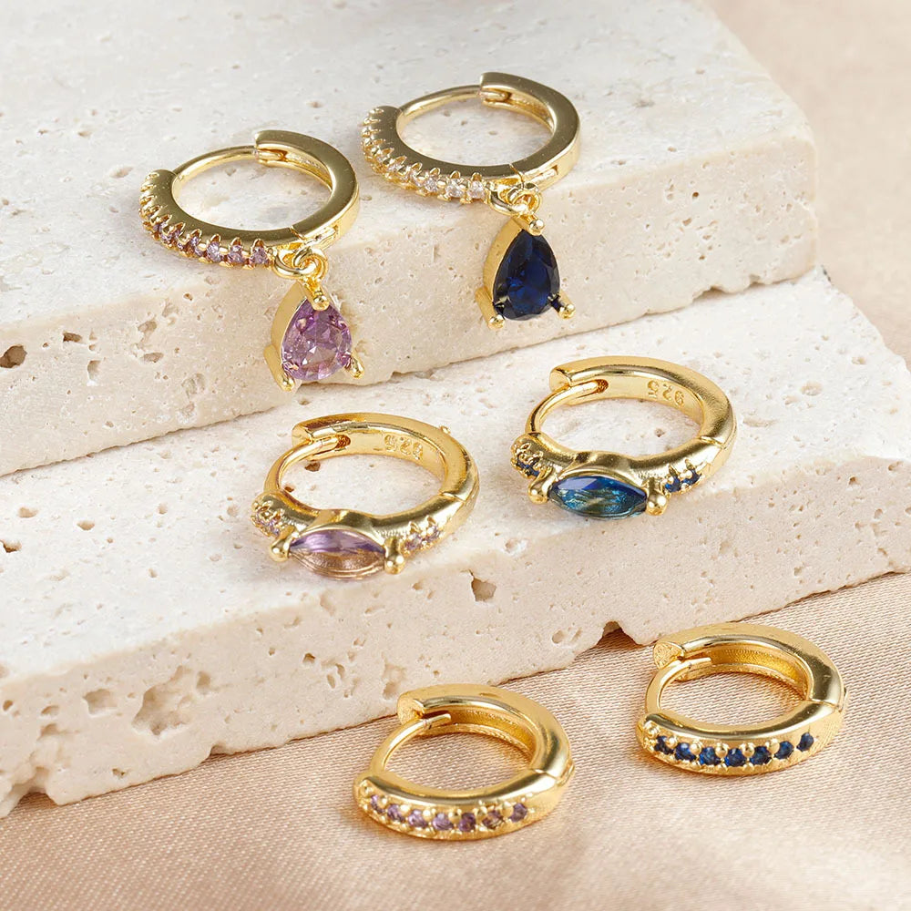 ✨Lot de 3 boucles d’oreilles créoles en acier inoxydable avec zircons CZ✨