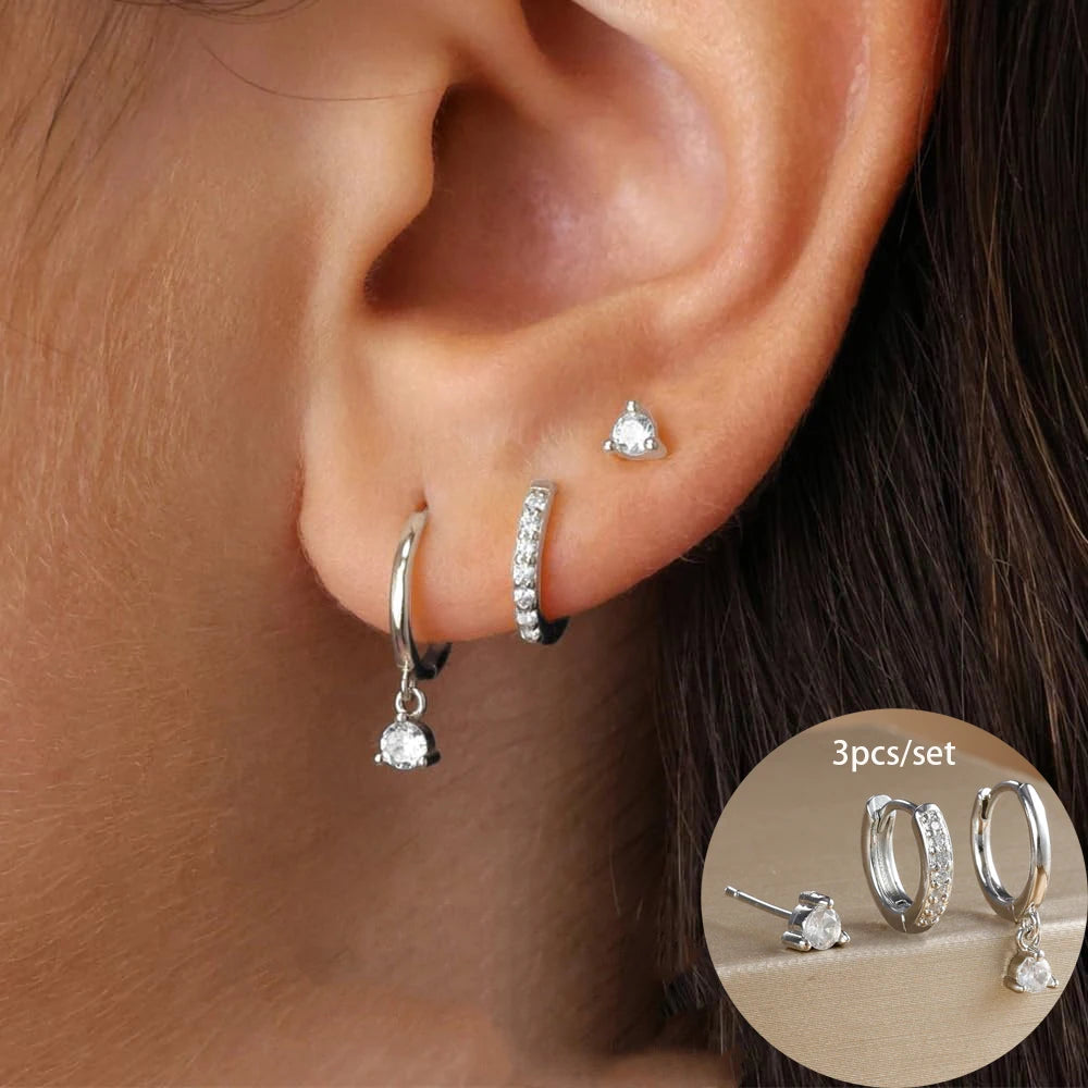 ✨3 paires de boucles d’oreilles pendantes – Acier inoxydable plaqué or 18K✨