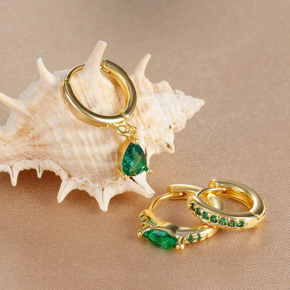 ✨Lot de 3 boucles d’oreilles créoles en acier inoxydable avec zircons CZ✨