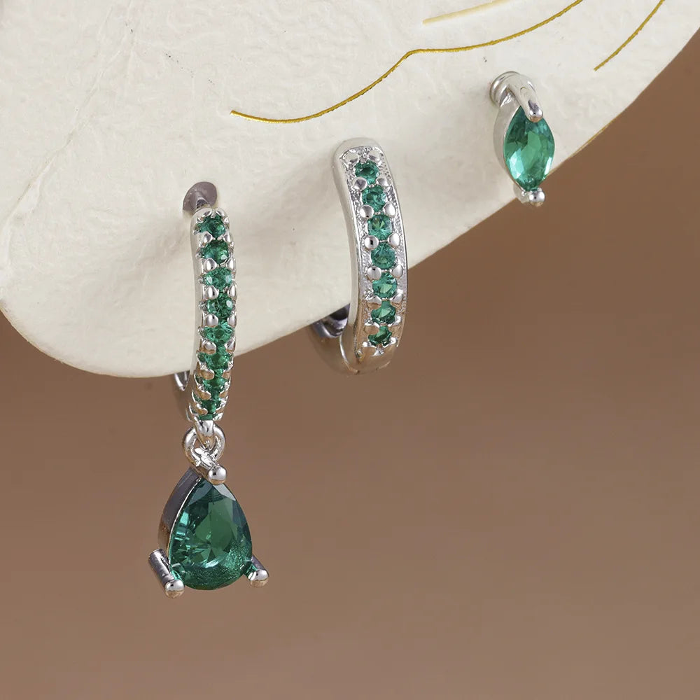 ✨3 paires de boucles d’oreilles pendantes – Acier inoxydable plaqué or 18K✨