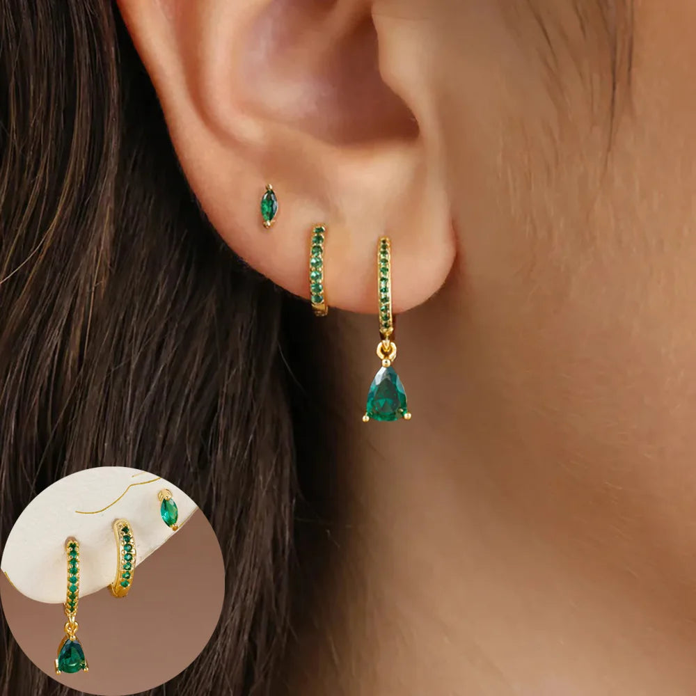 Set de 3 boucles d’oreilles étoile – Acier inoxydable plaqué or 18K