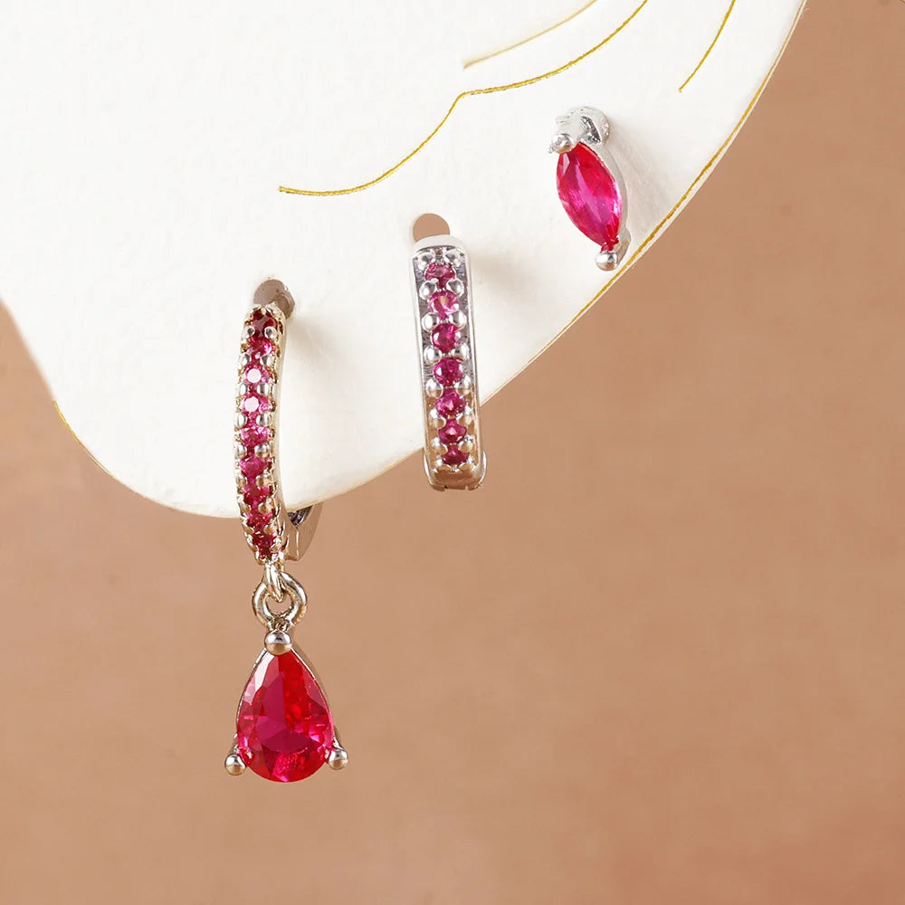 ✨3 paires de boucles d’oreilles pendantes – Acier inoxydable plaqué or 18K✨